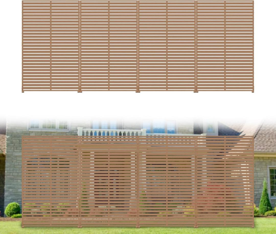 Privacy Fence Screen with Stand 6 Panel 72" H47" W HDPE Decorative Privacy Panels with Stand, Air Conditioner Fence Panels, Privacy Screen for Outdoor Backyard, Balcony, Pool