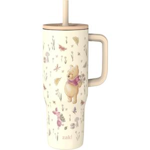 Zak Designs Winnie the Pooh 30oz Spill-Proof Insulated Travel Tumbler | BPA Free, Silicone Straw, Handle, Cupholder Friendly, Dishwasher Safe, For Office, Home, Travel, Work, Gym Fitness
