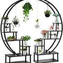 Elevens 2 Pcs 6 Tier Tall Metal Indoor Plant Stand HalfMoonShaped Plant Shelf Holder MultiPurpose Plant Stands Plants Decor Plant Stands for Home Decoration (RoundBlack)