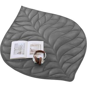 Weighted Lap Blanket 7 lbs 41"x53", Luxury Soft Small Weighted Lap Pad for Adults,Portable Travel Leaf Weighted Throw Blanket for Relaxation, All-Season Use and Machine Washable Deep Gray