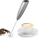SIMPLETASTE Milk Frother Handheld Electric Foam Maker, Drink Mixer with Stainless Steel Whisk for Cappuccino, Bulletproof Coffee, Latte, Gray, with Stand, Battery Operated