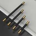 Amerdeco 10 Pack Matte Black and Gold Knurled Cabinet Pulls 10 Inch Hole Center Kitchen Cabinet Handles for Drawer Cupboard and Wardrobe ZH0038