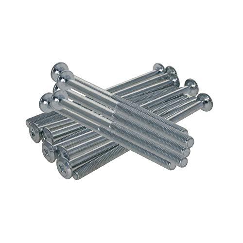 MroMax M6 x 110mm Carbon Steel Male Thread Phillips Flat Head Bolt Screw Half Thread Suitable for Double Bed Furniture TV Rack Wall Hanging Silver White 12pcs
