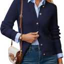 GRACE KARIN Knit Cardigan Sweaters for Women Long Sleeve Ribbed Button Up Sweater 2026 Spring Casual Jacket (L)