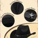 SOMSOC 7Pcs Cowgirl Outfits for Women Western Costume Accessories Cowboy Hat Belt Tassels Vest Bandana Set for Hippie Cosplay, M