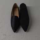 FEVERSOLE Women's Loafer Flat Pointed Fashion Slip On Comfort Driving Office Shoes (9, Grain Pu Black)