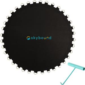 SkyBound Replacement 15ft Trampoline Mat with Spring Tool, 96 Rings & 163" Wide fits 5.5" Springs, 15 Foot Trampoline Jumping Mat for Round Frame - 8 Rows of Stitching- UV Protected & Water-Resistant