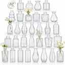 RUCKAE 32 Pack Flower Vase Mini Glass Bud Vases Vintage Small Vases for Centerpiece Table Wedding Decorations Home Decor Party (Transparent)