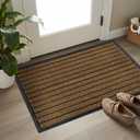 ubdyo Extra Durable Door Mat - Dirt Trapping Outdoor Welcome Mats - Non-Slip Outdoor Indoor Entrance - Low Profile Front Doormat (47" x 32", Bright Brown)