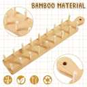 Kigley Wood Taco Holder Set of 4 Bamboo Mini Taco Tray with Tong Stand with Handle Wooden Rack, Each Holds 8 Soft or Hard Shell for Charcuterie Food Kitchen Gifts Accessories Home