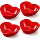 Maxdot Red 4 Pcs Large Heart Shaped Bowls, 8.9 Inch Plastic Heart Serving Bowls for Fruit, Sauce, Snacks, Candy, Dessert, Salad,Wedding Party Table Decor