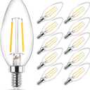Ascher Classic E12 LED Candelabra Light Bulb 4W, Equivalent 40W, Warm White 2700K, Non-Dimmable, Clear Glass Filament Chandelier LED Bulbs, E12 Candelabra Base Candle Light Bulbs, Pack of 10