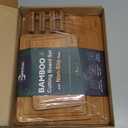 Bamboo Cutting Board, Non Slip Wood Cutting Boards for Kitchen 3 Packs Holder and Over Sink Nice Solid Thick Durable Cutting Boards for Kitchen Large Small Vegetables Fruits Kitchen Gifts (Carbonized) (Brown)