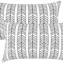 LVTXIII Set of 2 Patio Lumbar Pillows, 12x20 Fade Resistant Outdoor Lumbar Pillow with Inners, Fluffy Decorative Garden Lumbar Cushions for Home Patio Coach Sofa Use, Herringbone Black White