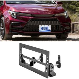 Grille License Plate Holder Front Mount Bracket All-Around Adjustable No Drilling Compatible with Toyota Tacoma Avalon Camry Tundra 4Runner etc(Fit Honeycomb & Horizon Lower Grill only)