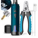 Dog Nail Trimmers and Dog Nail Clippers Kit, Whisper Quiet Electric Grinder with Light, Rechargeable, for Small, Medium, Large Dogs, Cats Toenail & Claw Grooming, 3 Speeds