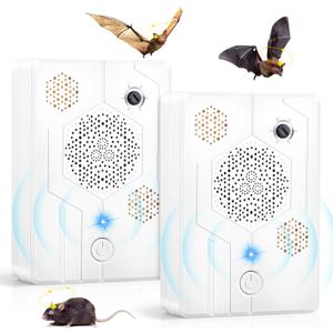 2026 Upgraded Ultrasonic Bat Deterrent for Attic & Roof, Portable Rechargeable Bat Repellent for House Eaves, Safe Electronic Pest Control to Keep Bats Away from Porch & Indoor, 2 Pack