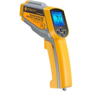 Etekcity Infrared Thermometer 1025D (Not for Human) Dual Laser Temperature Gun-58~1022 (-50~550) with Adjustable Emissivity, Non-Contact Voltage Tester (NCV), Standard Size, Yellow & Gray