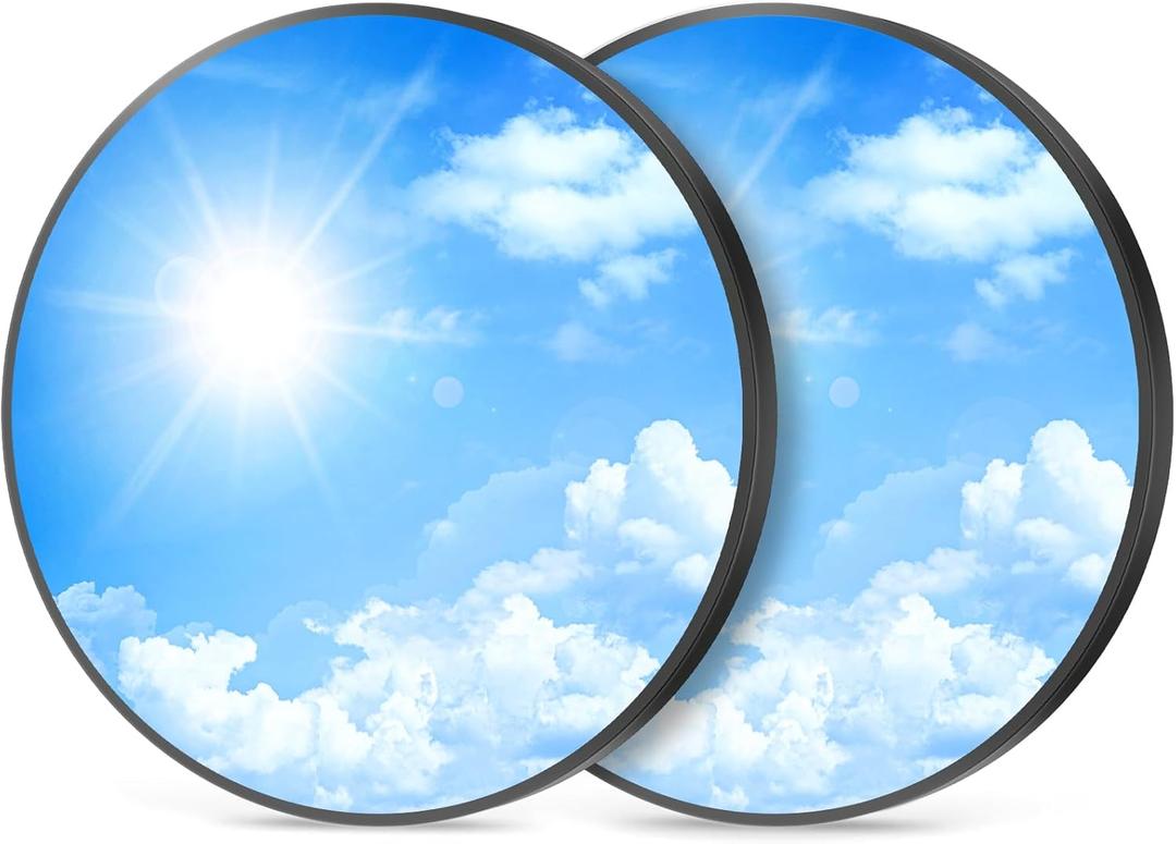 12" Blue Sky Flush Mount Ceiling Light Fixture,24W Dimmable 3000K/4000K/6000K 3 CCT Adjustable Black Ceiling Lights,LED Round Flat Panel Light for Kitchen Bedroom Hallway,ETL Listed (2-Pack) (Blue sky and white clouds)