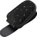 Sunglasses Holder for C ar Visor, Crystal Leather Magnetic Sunglass Holder for C ar with Clip, Bling Decro for C ar Women - 1 Pack,Black