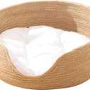 FRCOLOR Straw Nest Cat Bed Cat Scratcher Straw Bed Pet Wicker with Cushion Rattan Pet Nest Cute s Summer Tail Grass Woven Basket Medium Round Sleeping Indoor