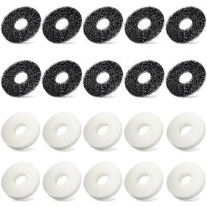 Lisnhlin Round Sponge Foam Filter Pads and Carbon Rings Replacement for Biorb Aquarium Accessories, 10Pcs Carbon Pads and 10Pcs Foam Pads