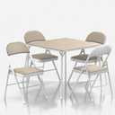 VECELO Portable Chair Set (4pc) with Collapsible Legs & Vinyl Upholstery, Metal, Beige