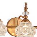 Vintage Vanity Light Fixture, 3 Lights Bathroom Lighting Matte Brushed Antique Brass Finish with Crystal Glass Shade, Vintage Vanity Light for Bathroom Bedroom Living Room