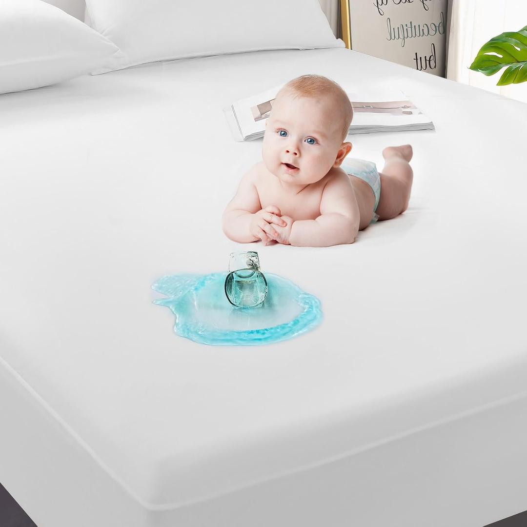 GRT 2 Pack Twin Mattress Protector Waterproof, Breathable & Noiseless Waterproof Mattress Protector Fitted Deep Pocket from 5" to 19", Smooth Twin Mattress Cover Machine Washable
