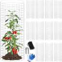 winemana 12 Set Garden Plant Protector Cage,36 Pcs 24x12 IN Metal Wire Protectors for Plants, Protection Cages with Stakes Nylon Ties Animals Barrier to Keep Rabbit Chicken Away from Flower Vegetables (Silver)
