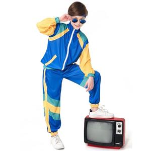 Nenahot Kids 80s Tracksuit Hip Hop Costume Retro Sportswear Sets 80s Colorblock Jacket Outfits for Boys Girls, XS