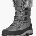 ANGRYRAM Winter Steel Toe Boots for Women Warm Insulated Non Slip Snow Boots Comfortable Work Shoes Mid Calf Faux Fur Furry Snow Shoes for Industry Construction Outdoor Winter, Size 7.5