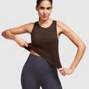 2 x Alaroo Workout Tops for Women Sleeveless Racerback Tank Tops (Brown, L)