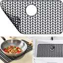 Sink Protectors for Kitchen Sink 26x14,Silicone kitchen sink mats protector for bottom of farmhouse sink(26"x 14"Rear Drain Black)