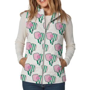 SHESHOW Women's Cropped Puffer Vests Casual Style Pickleball Sleeveless Bubble White Quilted Puffer Gilet L