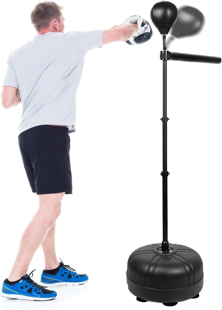 SYNTECSO Spinning Reflex Bar with Punching Bag, HAdjustable Height Boxing Bar, Boxing Speed Trainer for Home Gym