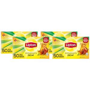 Lipton Decaffeinated Black Tea, 50 Count (Pack of 4), (EXP 04/2028)