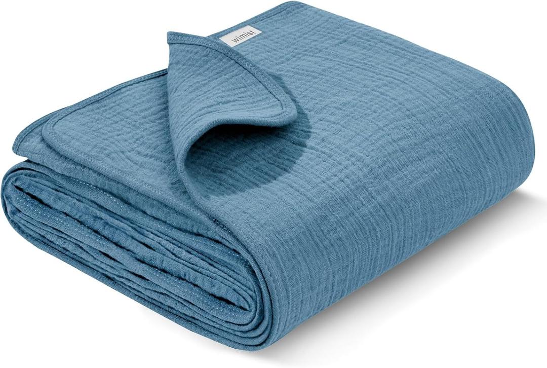 Muslin Swaddle Blankets, Swaddle Blanket for Baby Girls and Boys, Baby Receiving Blankets, Baby Essentials, Suitable for Neutral Newborns and Crib Essentials, Large 40 x 36 inches (Blue)