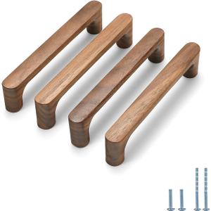 Walnut Round 5 in 6 pcs Wooden Drawer Pulls Handle pulls for cabinets Kitchen Cabinet Drawer pulls Cabinet Door