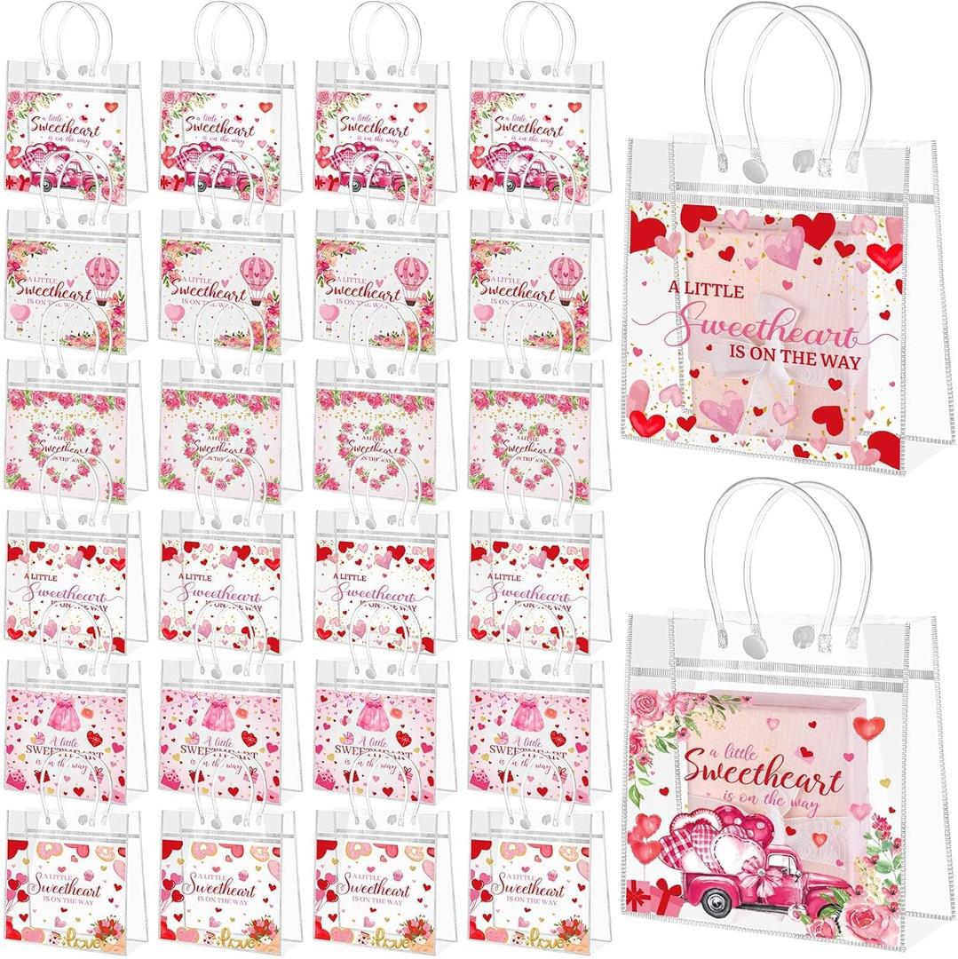 WZSTNBLA 24Pcs A Little Sweetheart is On The Way Pink Baby Girl Party Favors Gender Reveal Party Supplies for Guests Birthday Party Gift Bag