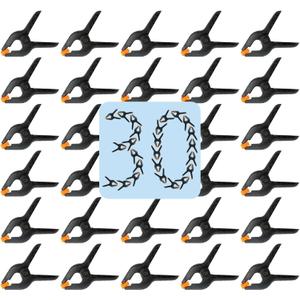 30 Pack 3.5 Inch Plastic Spring Clamps, Black Heavy Duty Clips, Spring Clamps for Backdrop Stand, Woodworking, Crafts, Photography, Banner, Balloon Arch Garland Clips, Small Clamp with Soft Tips