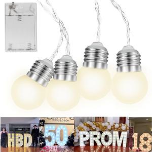 13 LED Light Bulbs - Battery Operated G40 String Lighting for Marquee Letters Numbers - Indoor & Outdoor Kids Party and Christmas Decor - Bedroom Decorative Waterproof
