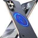 GRECAZO Magnetic Ultra-Thin Frosted Soft Touch Skin Borderless Carbon Fiber Bump Texture for Samsung Galaxy S25 Ultra Case 6.9" Slim Minimalist Lightweight Frameless Matte Hard Cover Case-Black