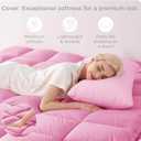 KUB Mattress Topper&Cooling Mattress Protector Bed Fitted Sheet Set, Deep Pocket&4 Elastic Bands, Triple Anti-Slip, Back Pain Relief, Breathable Soft 2 inch Mattress Pad Cover (Pink, Twin)