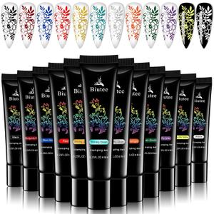 SEISSO Stamping Nail Polish Gels, 12 Colors Stamping Gels 0.25 Fl Oz Soak Off Printed Gel UV Stamp Nail Gel for Nail Stamp Plate Stamper DIY Nail Art Design