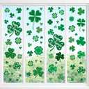 3 x 4Es Novelty 115 PCS St. Patricks Day Window Clings (9 Sheets)  Green Shamrock Window Clings for Glass, St Patricks Day Window Decorations & Irish Home Decor
