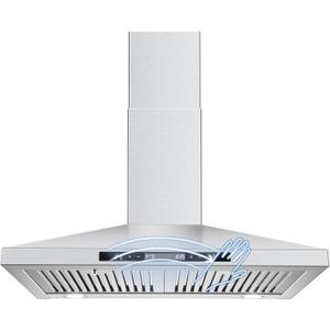 SNDOAS Wall Mount Range Hood 30 inch with Touch and Gesture Sensing Control,Chimney-Style Stainless Steel Range Hood,Vent Hood 30 inch Ducted/Ductless Convertible Kitchen Hood,Baffle Filters