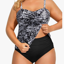 Aqua Eve Women Two Piece Plus Size Tankini Strapless Bathing Suits Bandeau Swimsuits with High Waisted Bottom 18W