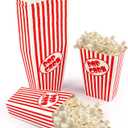 50 Pcs Small Popcorn Boxes for Party 5.5 Inches Tall Red & White Striped Popcorn Bags Mini Popcorn Buckets & Popcorn Bowl for Movie Theater, Home, Carnival Decorations (50)