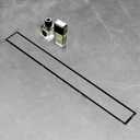 SaniteModar Linear Shower Drain 48 inch with Tiled Stealth and 304 Stainless Steel Brushed Polished 2 in 1 Panels.Tile Insert Shower Drain Equipped Adjustable Feet,Hair Filters | AISI 304 Stainless Steel Brushed Linear Dain Rectangle Shower Floor Drain with Hair Strainer and Leveling Feet